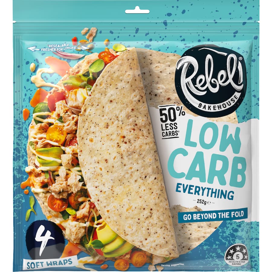 Rebel Bakehouse Wraps Low Carb Everything 4 pack 252g