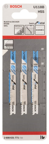 Bosch jigsaw Blade U118B 3 (Pack)