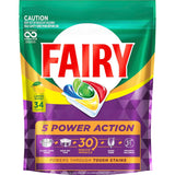 Fairy 5 Power Action Dishwasher Capsules Lemon 34pack