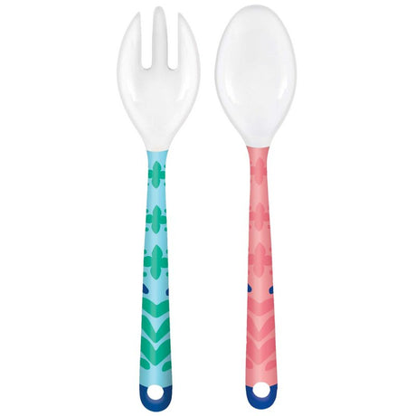 Colorful melamine salad serving set in boho style, 24cm, durable, shatterproof, perfect for entertaining or family dining.