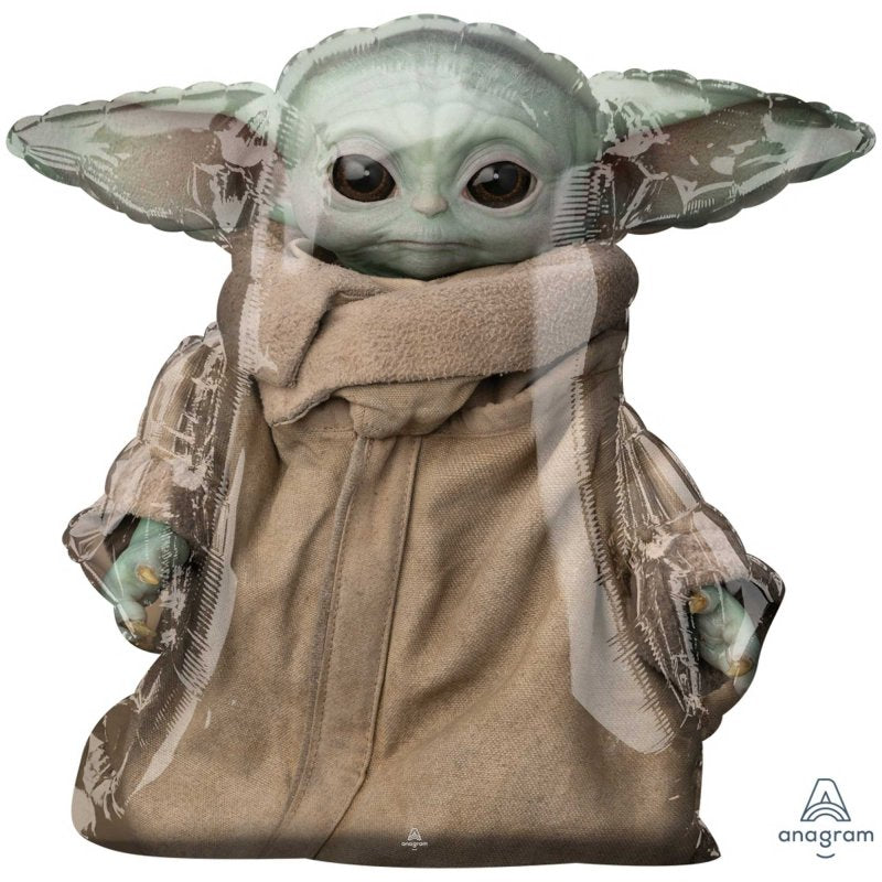 Aairwalker Buddies Mandalorian The Child foil balloon, 76cm, perfect for Star Wars-themed celebrations and events.