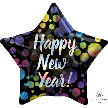 Iridescent 45cm star foil balloon, perfect for festive celebrations, catches light for a magical effect.