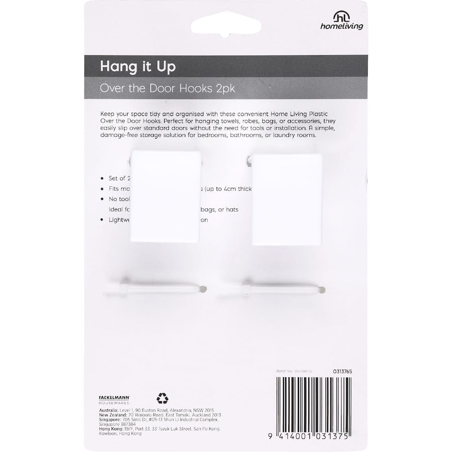 Homeliving Hooks Overdoor 2 pack