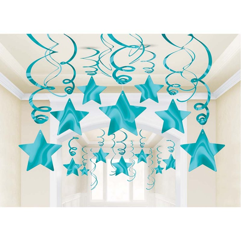 Hanging Decorations - Foil Shooting Stars Blue (Vp) (Pack of 30)