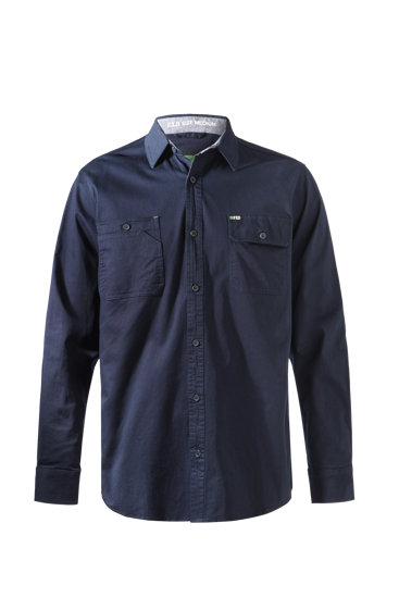 FXD, Cotton Stretch Work Shirt, LSH-1 (Each) - Navy - Size: 2XL