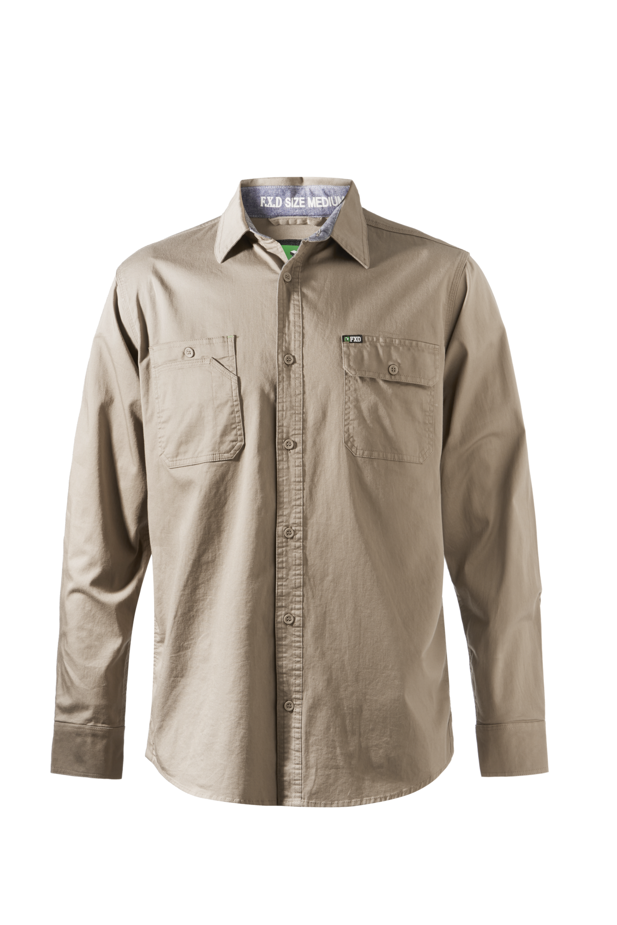 FXD, Cotton Stretch Work Shirt, LSH-1 (Each) - Khaki - Size: 2XL