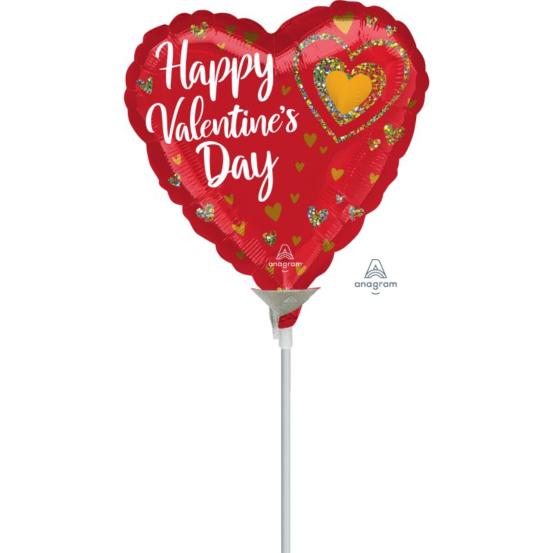 Foil Balloon - Hvd Glitter Hearts (10cm)