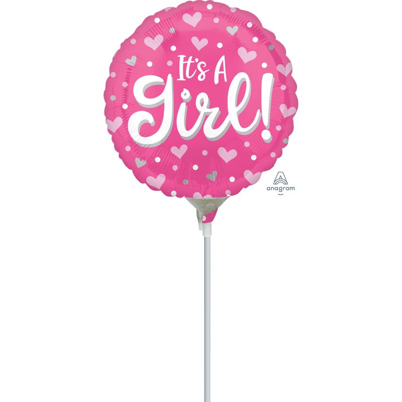 Foil Balloon - It's A Girl Hearts & Dots (22cm)