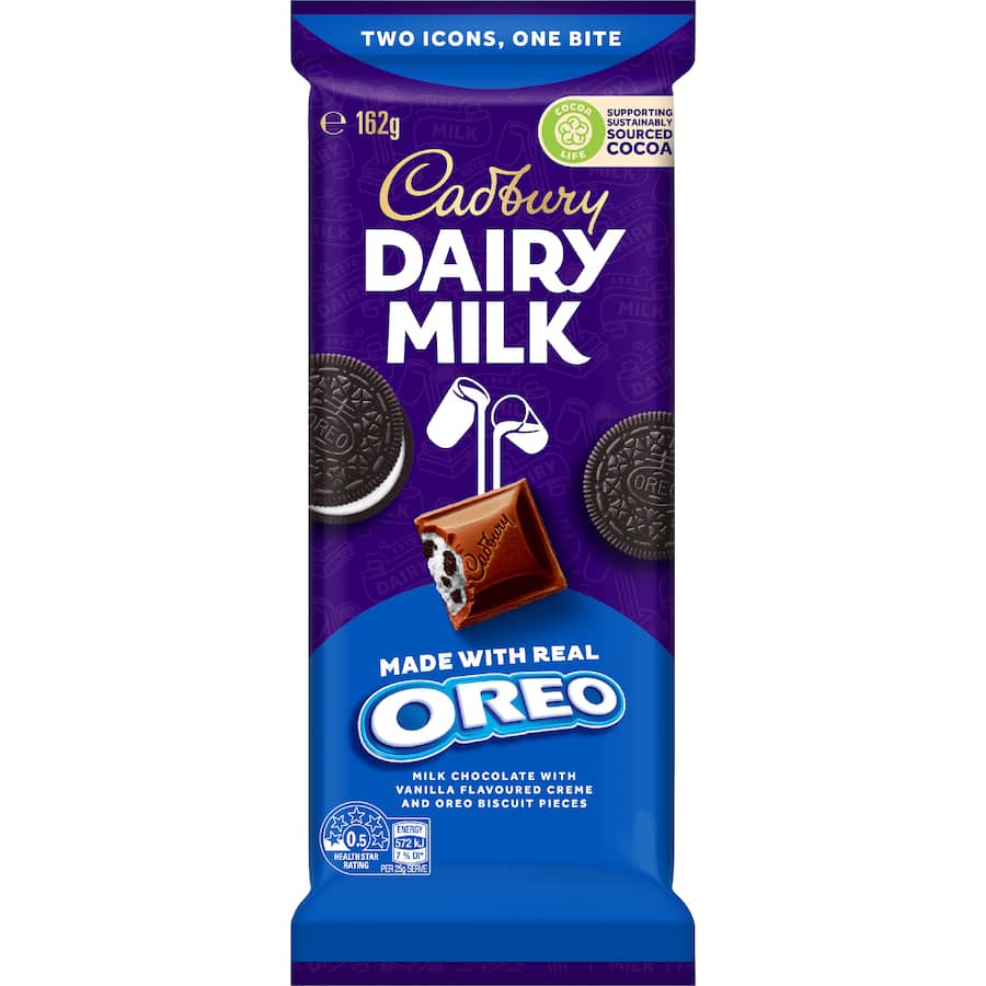Cadbury Chocolate Block Oreo Vanilla 162g