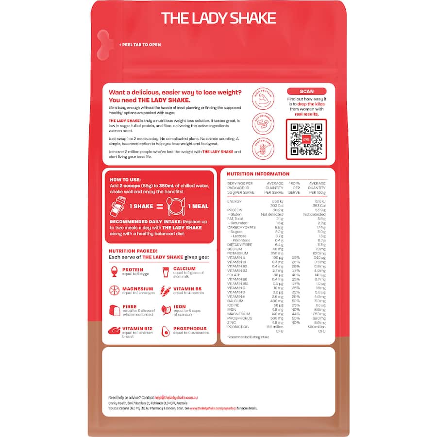 The Lady Shake Meal In A Shake Chocolate 560g