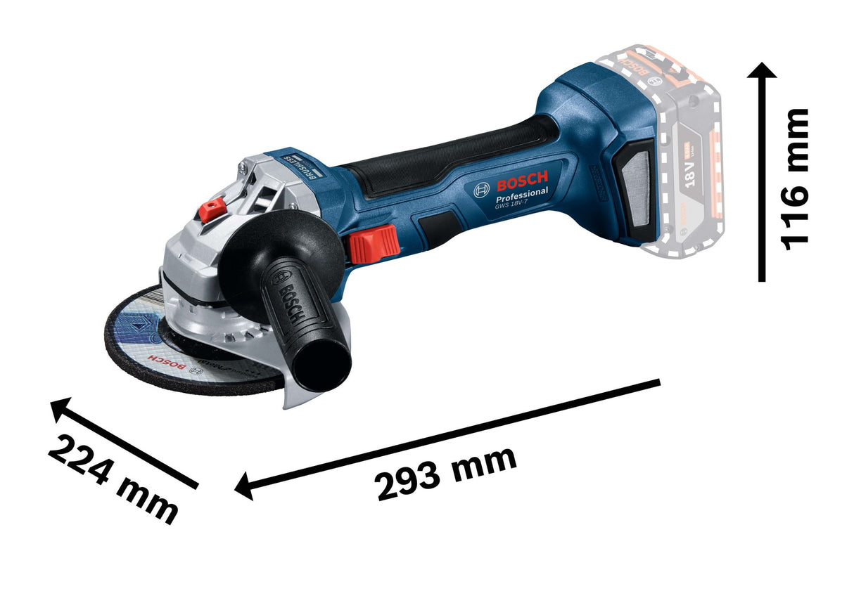 Bosch GWS 18V-7 Brushless Angle Grinder 125mm (Cordless Skin Only)