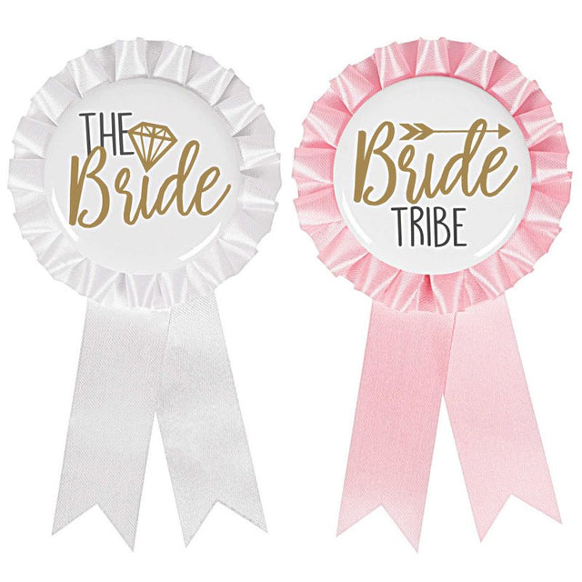Colorful bachelorette award ribbons, 14cm, pack of 8, perfect for party games and lasting keepsakes.