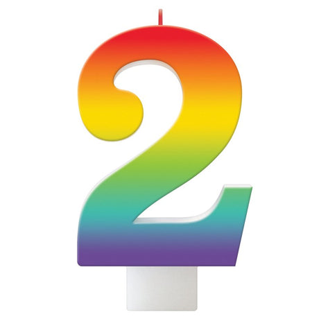 Vibrant 11cm rainbow birthday candle for festive celebrations, perfect for cakes and memorable moments.