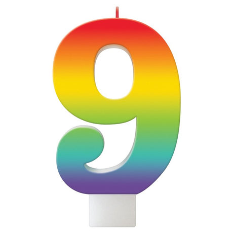 Vibrant 11cm rainbow birthday candle, perfect for adding joy and color to any birthday celebration.