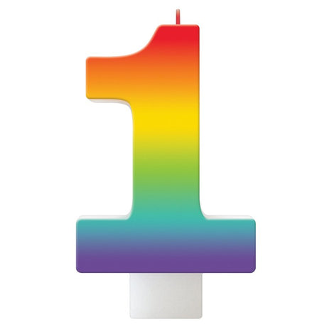 Colorful 11cm rainbow birthday candle for joyful celebrations, perfect for cakes of all ages and occasions.