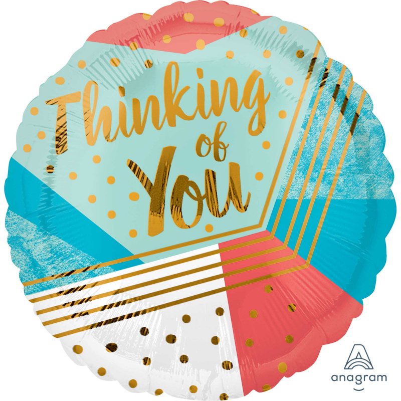 Foil Balloon - Std Hx Thinking Of You Geo (45cm)