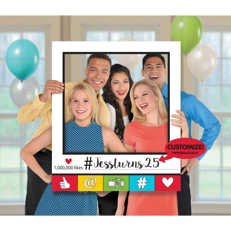 Giant customizable selfie picture frame kit, perfect for fun photo opportunities at parties and events.