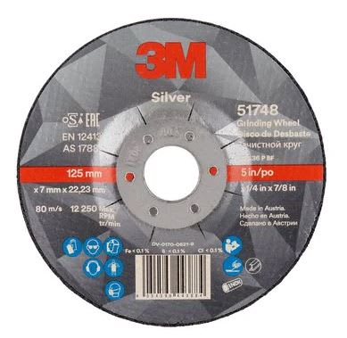 3M Silver Depressed Centre Grinding Wheel-115mm x 7mm x 22mm-20-Pack