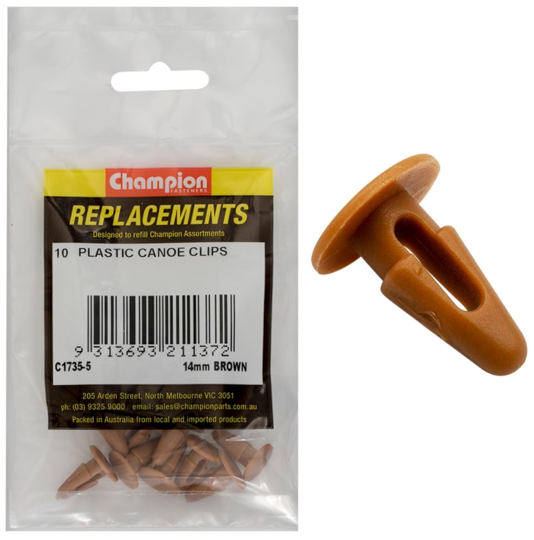 Plastic Canoe Clips 14mm Brown (10PK) (Packet)