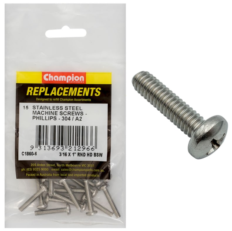 Machine Screws Stainless Steel (15PK) (Packet)