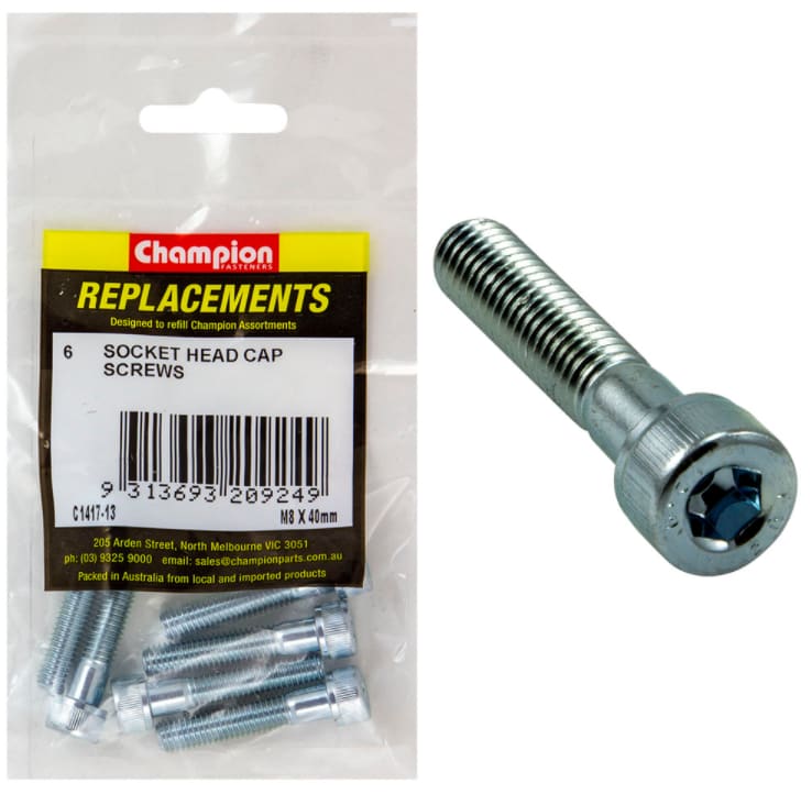 M8 X 40MM Socket Head Cap Screws-6PK (Packet)