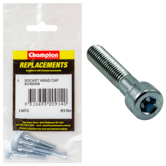 M5 X 25MM Socket Head Cap Screws-6PK (Packet)