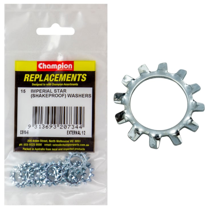External 1/2 Imperial Star Washers 15PK