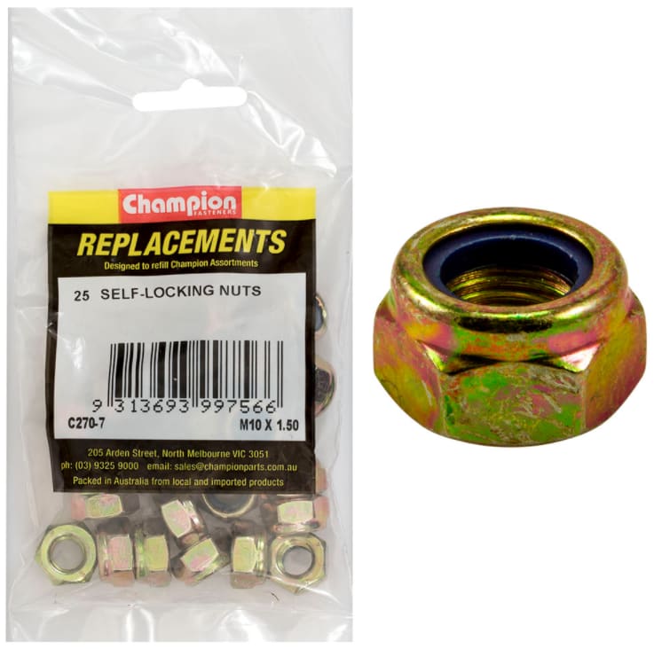 M10 X1.50 Self- Locking Nuts-25PK (Packet)