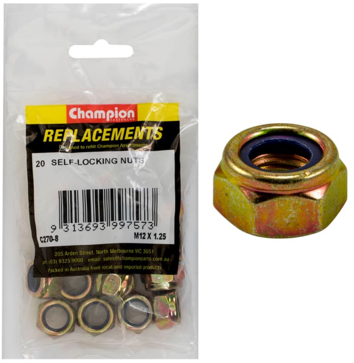 M12 X 1.25 Self- Locking Nuts-20PK (Packet)