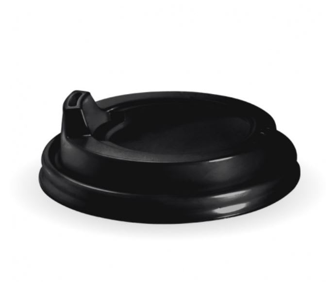 BioPak 90mm Black PS Sipper Hot BioCup Lid - Large 8-20oz 1000 (Case)