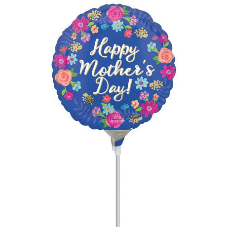10cm Happy Mother's Day foil balloon with floral design, perfect for celebrations and expressing love.