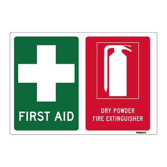 Emergency & Exit Sign |First Aid/Fire Extinguisher-W180mm x H125mm-Single Sided