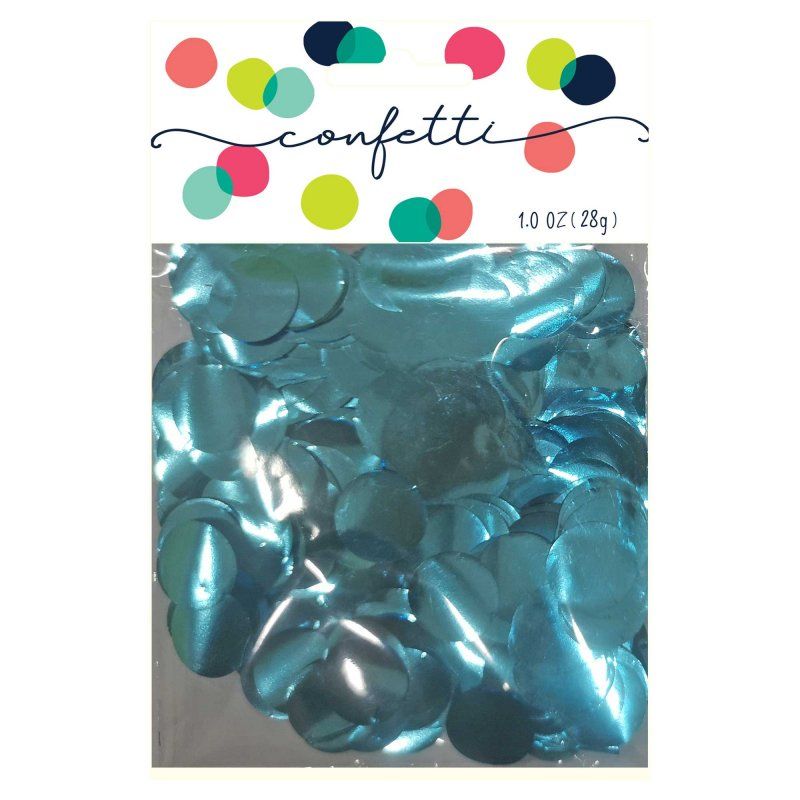 Metallic light blue confetti circles, 2cm foil, 28g, perfect for adding shimmer to any celebration or event decor.