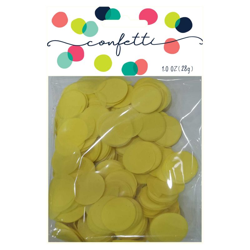Vibrant yellow 2cm tissue paper confetti circles, eco-friendly for festive decorations and celebrations.