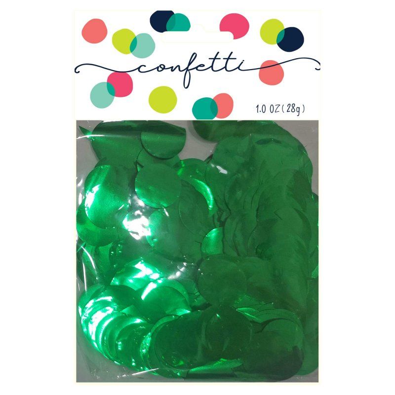 Metallic dark green foil confetti circles, 2cm, perfect for adding elegance to celebrations and decorations.