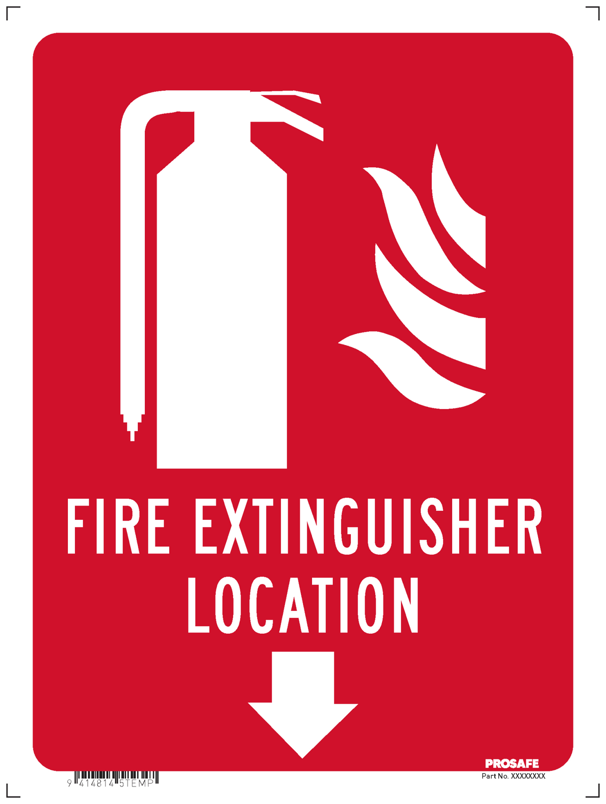 FIRE SIGN | FIRE EXTINGUISHER DOWN ARROW W180mm x H250mm