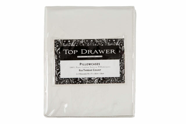 Luxurious cream pillowcase pair, 610 TC cotton, hypoallergenic, silky-smooth, durable, and easy to maintain.