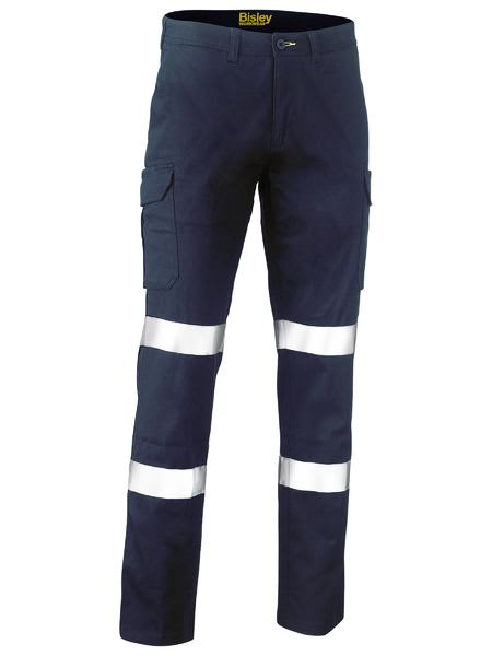 Bisley, Taped Stretch Cotton Cargo Pant, BPC6008T Stout Fit - Navy (Size: 97)