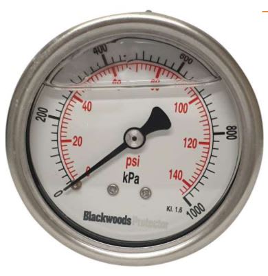 Pressure Gauge SS- 1/4" BSP- Rear -100/150kPa 63mm