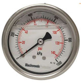 Pressure Gauge SS- 1/4" BSP- Rear -100/150kPa 63mm