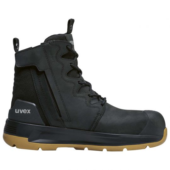 Uvex, 3 X-Flow 150mm Zip Sided Safety Boot, 65428 - Black/Tan (Size: 07)