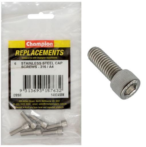 1/4" x 3/4" BSW Socket Cap Screw 316/A4 -6pk (Packet)