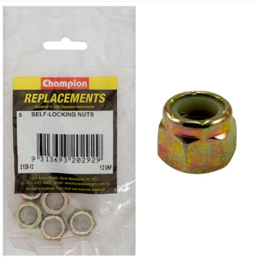 1/2" UNF Nylon insert Self-Locking Nut -5pk (Packet)