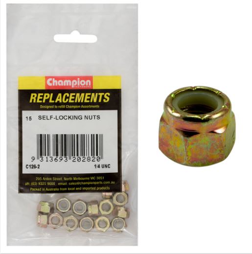 1/4" UNC Nylon insert Self-Locking Nut -15pk