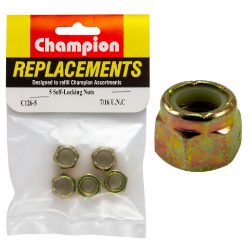 7/16" UNC Nylon insert Self-Locking Nut -5pk (Packet)