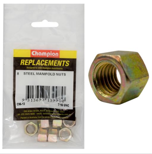7/16" UNC Steel Manifold Nut -8pk (Packet)
