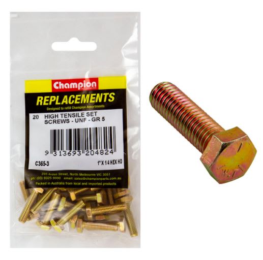 1/4" x 1" UNF Set Screw -Gr5-20pk