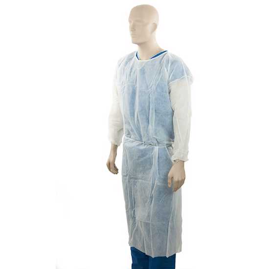 Bastion Polypropylene Isolation Gown White-1400x1370mm-Each
