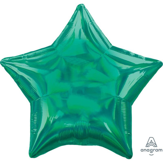 45cm Holographic Iridescent Green Star Balloon, perfect for festive celebrations and vibrant party decor.