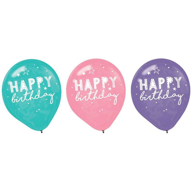 Pack of 6 30cm latex balloons for a Girl-Chella themed birthday celebration.